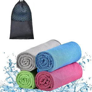 Hot Sale Uv Bescherming Reizende Gym Sport Ijs Cool Handdoek Instant Koeling Handdoek Met Mesh Tas