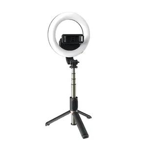 Q07 Selfie Stand With 6 Inches Ring Light With Battery Stand Video Vlog Phone Tripod Selfie Stick Professional Video Fill Light