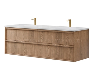 Modern Luxury Solid Wood Waterproof Hotel Use Bathroom Vanity <b>Wall</b>-<b>Mounted</b> <b>Cabinet</b> with Porcelain Basin - Product Image 6