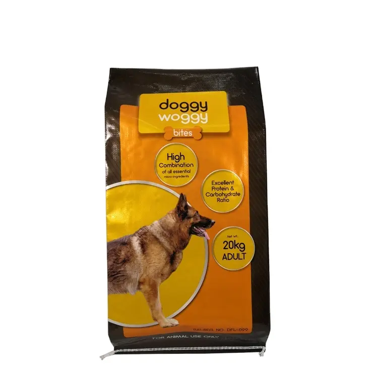 カスタムペットフードバッグ20kg工場卸売リサイクル可能なボップラミネートPP織り犬/猫用食品包装袋