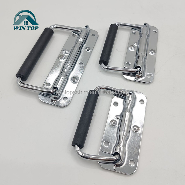 Win Top Stainless Steel 304 Spring Handle Speaker Cabinet Handles Stage Box Ring Plate Pull Ring Tool Box Hood Locks Latches