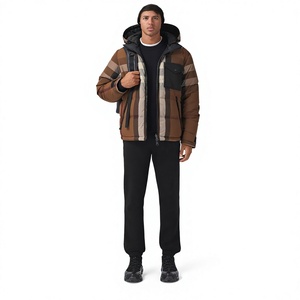 Veste matelassée à capuche pour homme, coupe-vent, épaisse, en polyester, hiver, décontractée, coupe régulière, avec fermeture éclair - Product Image 1