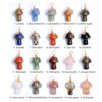 Pierre brute naturelle, quartz rose, cristal d'améthyste, mini pendentif en forme de champignon, breloques pour femmes, fabrication de bijoux fins