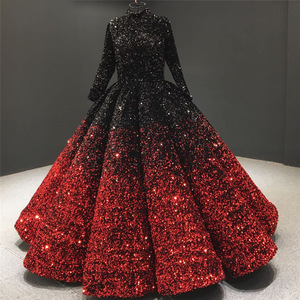 Black Red Prom Dresses Long Sleeves - 2024 New Design