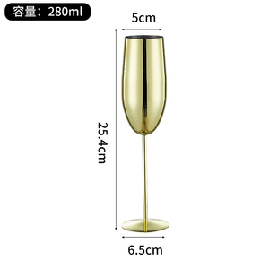 304 in acciaio inox bicchiere di Champagne bicchiere di vino calice di lusso alto in metallo Cocktail di colore <span class=keywords><strong>oro</strong></span> rosa per Bar festa di nozze - Product Image 5