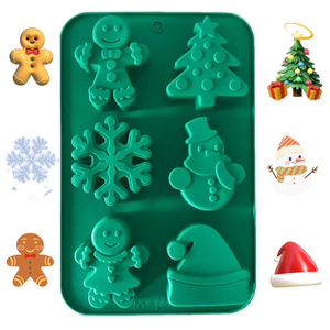 Handmade Giáng sinh-theo chủ đề <span class=keywords><strong>6</strong></span> khoang nướng khuôn demold cấp thực phẩm Silicone bánh và Mousse công cụ mẫu miễn phí có sẵn - Product Image 1