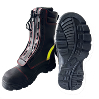 Botas de Bombero de Cuero Ayonsafety con Franja Reflectante, Puntera de Plástico Duro, Botas de Seguridad Antiabrasión para Hombre, Impermeables