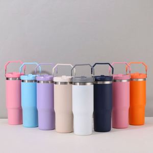 Gobelet isotherme en acier inoxydable noir mat avec poignée portable et couvercle rabattable 890 ml, tasse de voyage thermique, impression personnalisée disponible - Product Image 1