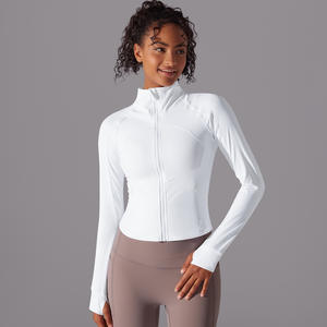 Veste ajustée en spandex/nylon extensible à manches longues et col montant pour femme TongJoes, avec un devant brossé et résistant aux plis - Product Image 1