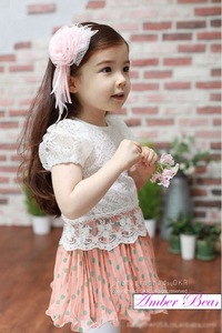 Vente en gros de robes de fête vintage en dentelle smockée pour filles et enfants, à manches courtes, en provenance de Chine - Product Image 2