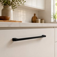 Poignée de tirage moderne minimaliste noire mate anti-traces de doigts en alliage de zinc multi-tailles pour armoire, tiroir et porte de placard - Fourniture professionnelle