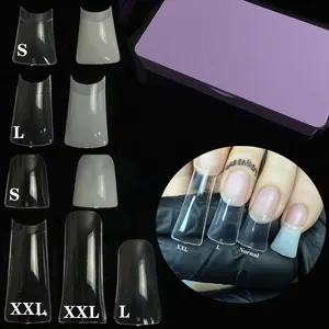 Full Cover Duck Nail Tips Medium 500Pcs/Box Large XL XXL Flare Acrylic Clear Half Cover Shaped Wide Duck Feet Nail Tips