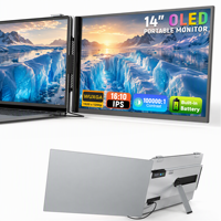 Monitor Portabel OLED 14 Inci, Ekstensi Layar Ganda Laptop yang Dapat Dipasang, Baterai Terintegrasi, Plug and Play untuk Windows dan Mac