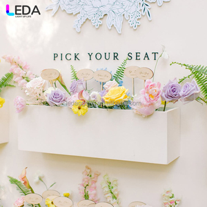 LEDA Custom Wedding Party Decor Large backdrop White Acrylic Square <b>Flower</b> <b>Box</b> Seating chart - Product Image 3