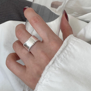 S925 Sterling Silver Beaded <b>Ring</b> Women's Simple Elegant <b>Open</b> Design Everyday Wear Jewelry - Product Image 1