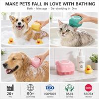 Brosse de bain en silicone pour animaux de compagnie avec distributeur de shampoing, outil de toilettage et de massage pour chiens et chats, à poils doux