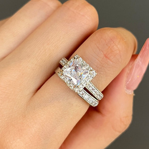 Bague en diamant F1618, coupe princesse, diamant naturel, bague de fiançailles pour femme, style classique, bijoux - Product Image 4