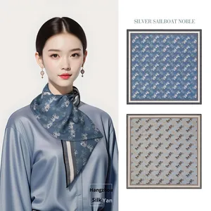 Customized Wholesale Mulberry Silk Real Silk Wool Summer Square Scarf <strong>Shawl</strong> Collection 70 Double-Sided - Product Image 2