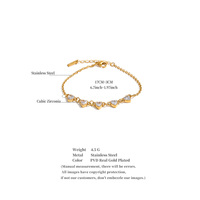 Bracelet chaîne JINYOU 9160 moderne avec cœur scintillant en zircon cubique, hypoallergénique, étanche, plaqué or PVD