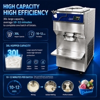 Machine à glace dure verticale 30L pour équipement de crème glacée, congélateur professionnel italien à production en lots avec réglage de la surproduction