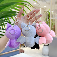 Porte-clés en peluche douce 3D mignon de 12 cm, motif chauve-souris de dessin animé, poupée en peluche pour machine à griffes, jouet en peluche pour animaux, cadeau d'Halloween