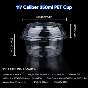 XIEFA Contenitori in Plastica PET da 350ml per Insalata di Frutta con Coperchio Trasparente a Cerniera, Vaschette Trasparenti per Frutti di Bosco Congelati e Verdure - Product Image 2