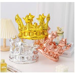 Diadema Láser Oro Rosa y Plata en Oferta, Globos de Príncipe, Princesa, Rey, Bebé, Feliz Cumpleaños, Corona de Globos para Decoración de Fiestas - Product Image 3