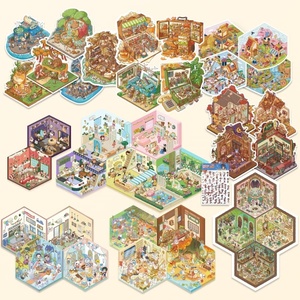 TISPA <span class=keywords><strong>Loup</strong></span> Famille Paysage Autocollant <span class=keywords><strong>Puzzle</strong></span> 3D Miniature Maison Mignon DIY Cahier Autre Matériel TZ-012 4-6 ans & Maternité - Product Image 6
