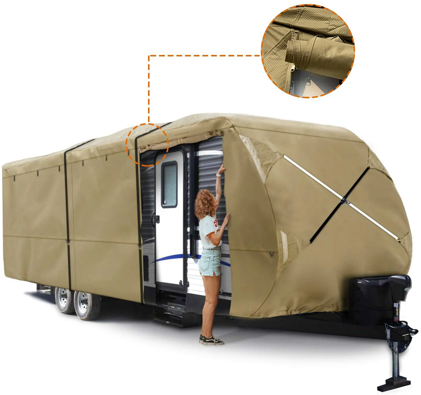 Factory Direct Sales Waterproof Dustproof Caravan Camper Cover Sun Protection Travel Trailer RV Cover