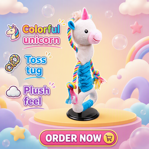 Juguete interactivo para perros 4 en 1-Estilo unicornio: papel arrugado + chirriador + banda elástica + cuerda de algodón, compañero de juegos para mascotas - Product Image 1
