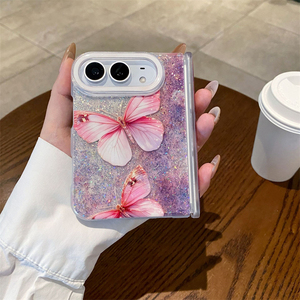 เคสโทรศัพท์ IMD ลายผีเสื้อสีชมพูสุดแฟชั่นสำหรับ iPhone Duo 18 พับได้ รุ่น Ultra Clear Love Heart Butterfly Glitter ป้องกันการกระแทก - Product Image 6