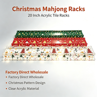 Supports de Mahjong en Acrylique de 20 Pouces à Motif de Noël, Type U Ondulé, pour Jeu de Mahjong Américain, Soirée de Jeu, Vente en Gros