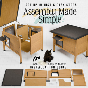 Maison pour chat chauffée extérieure en bois massif écologique avec triple <span class=keywords><strong>isolation</strong></span> et fermeture push-up pour abri pour chat sauvage d'hiver - Product Image 6