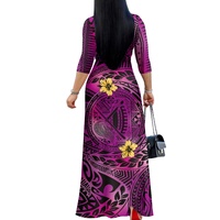 Robe longue personnalisée écologique Samoan Puletasi, style polynésien, col en V, robes longues élégantes de grande taille pour femmes pour l'automne