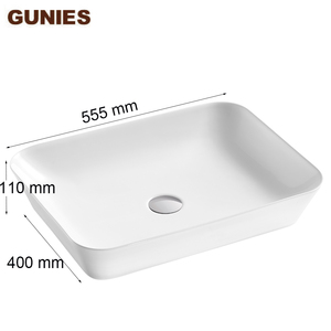 Lavabo de Cerámica Blanco Moderno para Baño, de un Solo Orificio, para Montar en Encimera, Modelo Gunies 1469, 3 Años de Garantía - Product Image 3