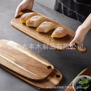 Tabla de cortar rectangular de madera de acacia con asa para cocina, carne, pizza, frutas, pan, verduras. - Product Image 3
