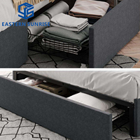 Lit de chambre à coucher moderne de haute qualité en métal réglable, taille double, avec cadre robuste et base en treillis d'acier, tiroirs de rangement pour usage hôtelier