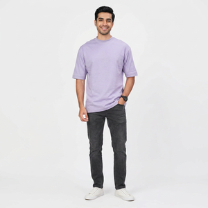 Camiseta 100% algodón para hombre, corte holgado, estampada, personalizada, de algodón grueso, estilo oversize con hombros caídos para hombre - Product Image 1