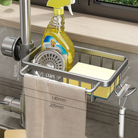 Contrôle de haute qualité sous le support d'évier de cuisine organisateur support douche robinet Caddy support de rangement porte-éponge en métal