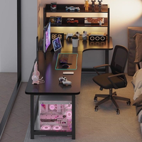 Bureau d'angle en bois avec surface en panneau à base de bois pour la maison, l'e-sport, la configuration informatique de chambre à coucher de style chinois, et la chaise d'apprentissage pour étudiant