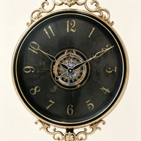 Horloge murale vintage de luxe avec pendule - Décoration moderne de luxe légère pour salon, entrée, horloge murale silencieuse sans tic-tac