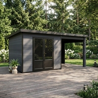 Caseta de Jardín Móvil Moderna de Madera WPC Serie D de EASYGREEN, Robusta, con Vidrio Resistente a Impactos, para Apartamentos, Pasillos y Dormitorios