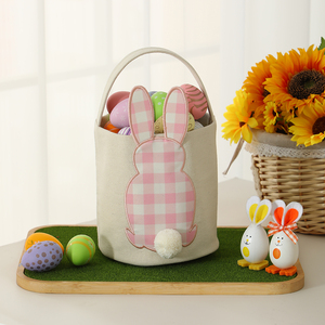 Cesta de Pascua de Lona con Diseño de Chevron para Niños, Bolsa de Regalo para Dulces, Sublimación, Cesta de Conejito de Pascua - Product Image 2