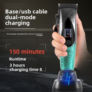 Cortadora de <span class=keywords><strong>Pelo</strong></span> Personalizable de 4 Velocidades con Peines Guía, Pantalla Digital LED, Carga Rápida Tipo-C, Dispositivo de Corte de <span class=keywords><strong>Pelo</strong></span> con Base de Carga - Product Image 3