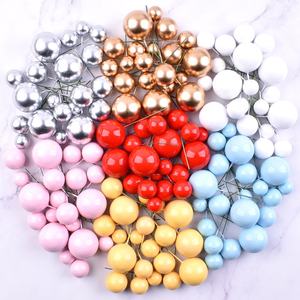 XJH 20pcs vente en gros boule d'or fête d'<span class=keywords><strong>anniversaire</strong></span> gâteau Topper thème <span class=keywords><strong>anniversaire</strong></span> fausses boules pour la décoration de gâteau - Product Image 1