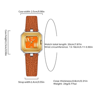 Montre carrée romaine pour femme OFNS 7225, bracelet en cuir pleine fleur, étanche, style rétro, mouvement à quartz - Product Image 5