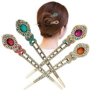 Vintage Rhinestone Jewelry <b>Hair</b> Sticks Crystal Stone Bun Metal Goth <b>Chopsticks</b> <b>Hair</b> Styling Traditional Gothic <b>Hair</b> <b>Chopsticks</b> - Product Image 1