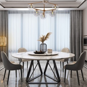 Mobili da salotto di lusso con gambe d'oro tavolo da pranzo rotondo set per 4 - Product Image 2