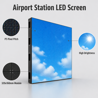 Écran LED couleur P3 intérieur haute luminosité pour affichage d'informations dans les aéroports et gares ferroviaires