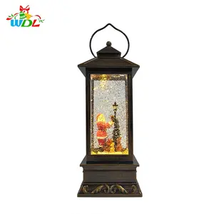 Khuyến Mãi Lưu Niệm Acrylic Chiếu Sáng Sequins Giáng Sinh Trang Trí Dag Nước Xoáy Đèn Lồng Santa Claus Tuyết Globe Với Blow